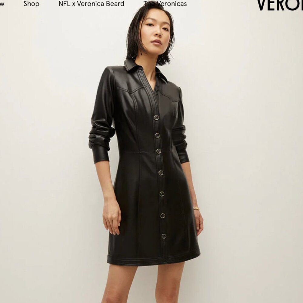 Veronica Beard Garrett Vegan Leather Dress | Black